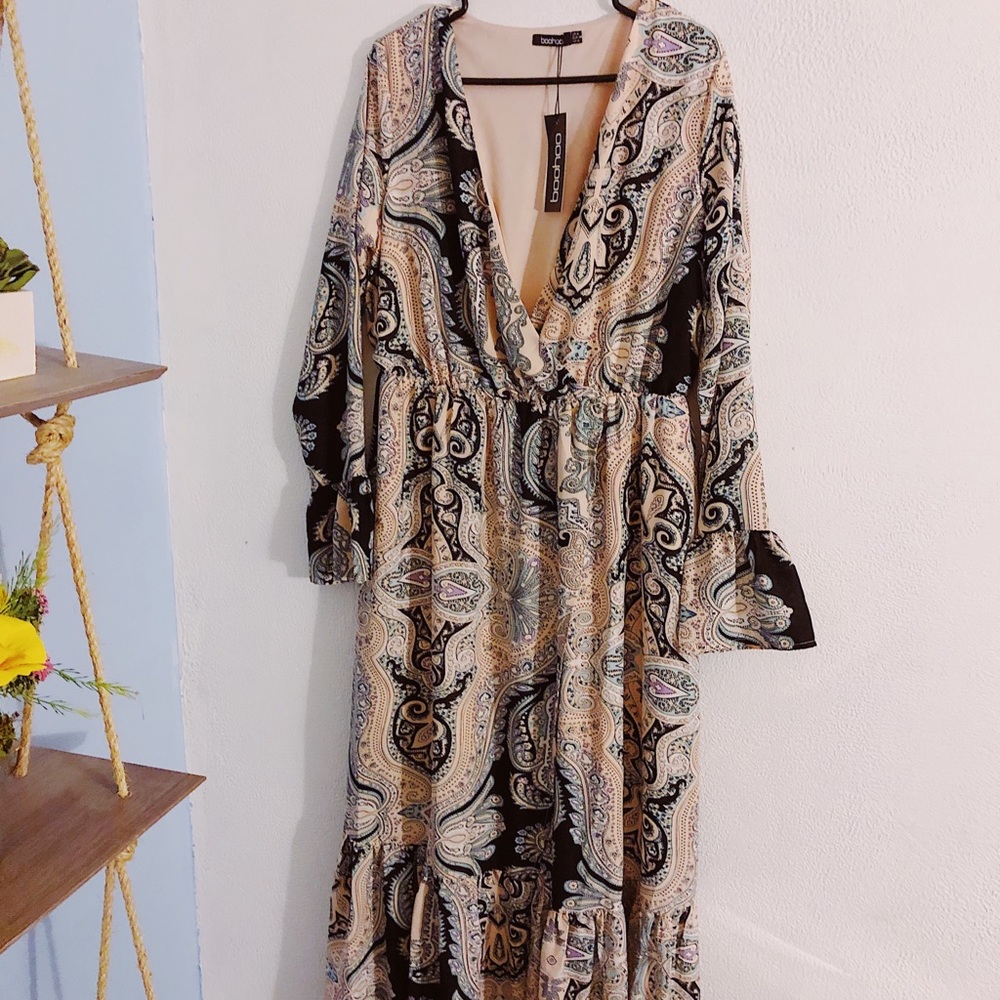 Boohoo Paisley Maci Dress Size US 14 - Picture 1 of 4